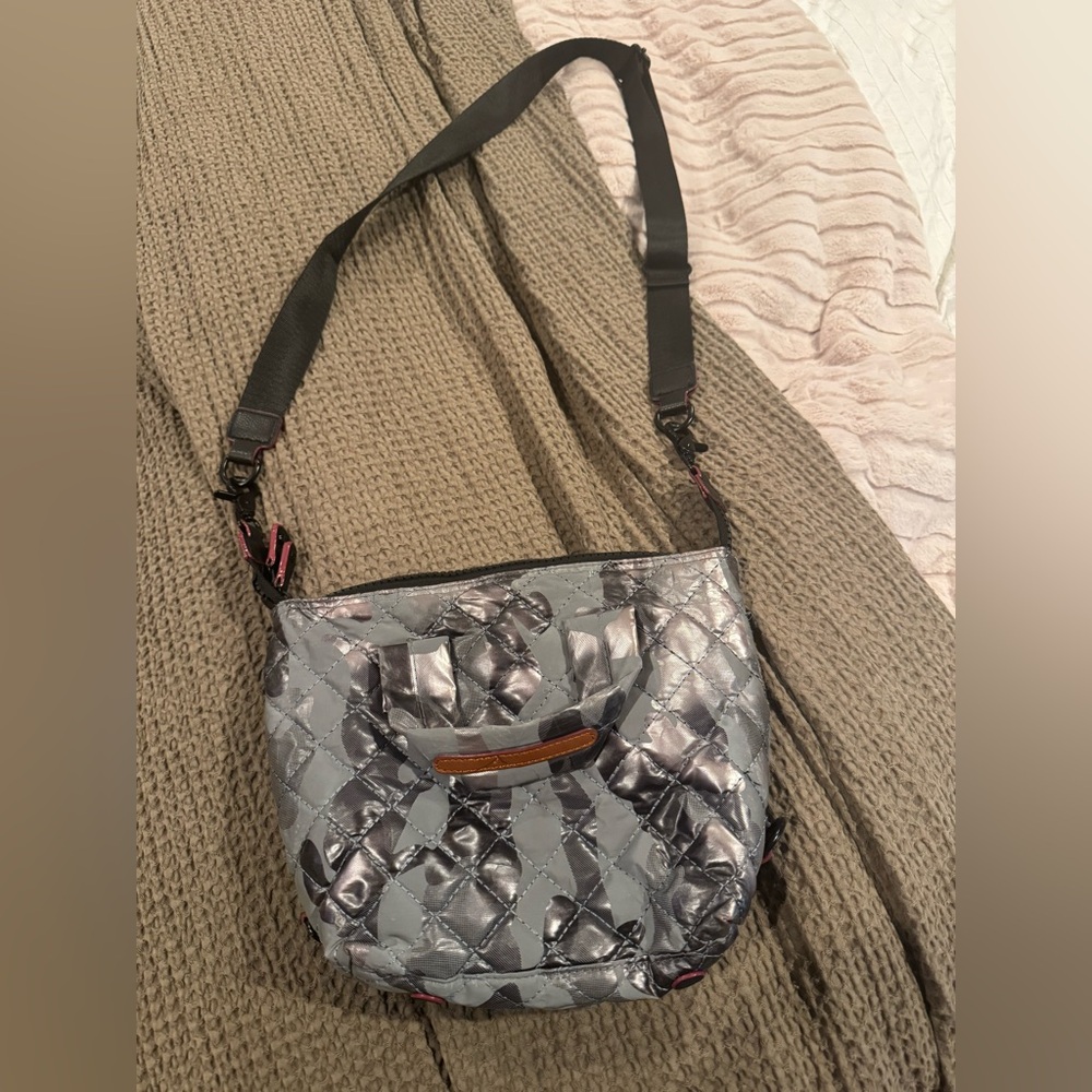 Quilted Silver camo Crossbody Bag